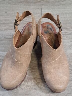 Taupe Slingback Clog Heels
